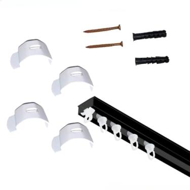 Imagem de Trilho Alumínio 2,20m Simples Cortina Branco Cortineiro 2 pçs 1,10m(Preto)