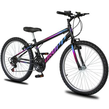 Imagem de Bicicleta Aro 26 Dropp Sport Infantil Adulto18 Vel Marchas Freio V-brake - Preto e Azul