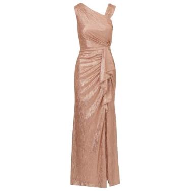 Imagem de Adrianna Papell Vestido longo feminino metálico, Ouro rosa, 46