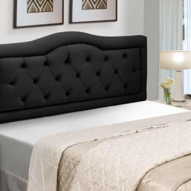 Imagem de Cabeceira Queen Estofada Madeira Eucalipto Belinha Veludo (Preto)