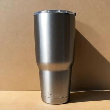 Imagem de Copo Térmico Parede Dupla em Aço Inox Cinza 650ml com Canudo - Estilo Liso