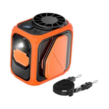 Imagem de Bothyi Ventilador de cintura para uso externo Mini ventilador pessoal silencioso mãos-livres vestível com 5 velocidades com clipe de cinto para acampamento, Laranja