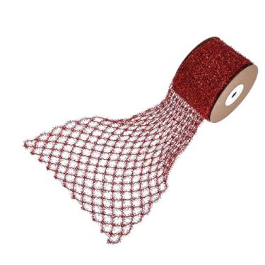 Imagem de Colaxi 1 rolo de fita de arame elástica para decoração de casa, para fazer laços, embalagens para presente, guirlanda, buquê de flores faça você mesmo, Vermelho