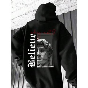 Imagem de Moletom Blusa De Frio Casaco Canguru Flanelado Believe Escultura Stree