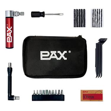Imagem de PAX Bolsa de ferramentas de reparo de bicicleta com 34 peças. 10 plugues de pneu e 1 ferramenta dividida, 10 peças de chave de fenda de catraca, 1 chave catraca, 6 adesivos de tubo sem cola, 1 lixa, 1