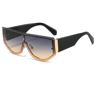 Imagem de Óculos de sol grandes sem aro, femininos e masculinos, sem armação, UV400 (dourado, cinza e marrom)