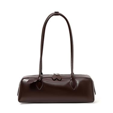 Imagem de AIDRANI Couro legítimo, ombro único, estilo retrô, travesseiro de formato longo, carteira casual, bolsa, bolsa de ombro estilo baguete para mulheres