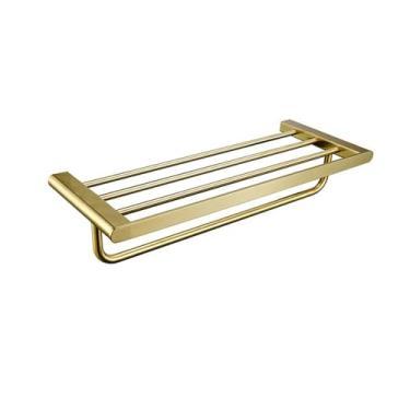 Imagem de Conjunto de banheiro dourado escovado - Toalheiro de aço inoxidável - Kit de 6 peças, toalheiro