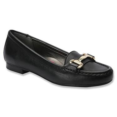 Imagem de ROS HOMMERSON Mocassins femininos Regina Gold Snake Print 37 M, Couro preto polido, 7 X-Narrow