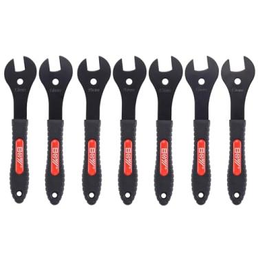 Imagem de XIAOCUNCN Conjunto de chave de cone de bicicleta, chave inglesa de bicicleta, multifuncional durável, aço carbono, (13, 14, 15, 16, 17, 18, 19 mm) Removedor de instalação de porca do eixo do cubo da