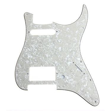 Imagem de HS(Humbucker-Single) Strat Pickguard 11 furos estilo ST/Strat Pickguard para peças de guitarra estilo Stratocaster/Strat dos EUA/México, 3 camadas com parafusos (pérola envelhecida)