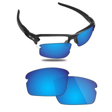 Imagem de Fiskr Lentes polarizadas de substituição compatíveis com óculos de sol Oakley Flak XS OJ9005, resistente a impactos e ajuste perfeito, Azul gelo, One Size