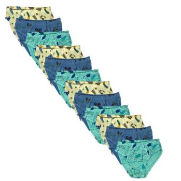Imagem de Kit com 12 Cuecas Slip Infantil Algodão Desfralde Atacado - Kellynha, 