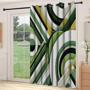 Imagem de Divisória de parede de cortina divisória de sala verde, estilo boho moderno de meados do século, arredondados geométricos e linhas em tom de limão, arte abstrata, adequada para portas de vidro