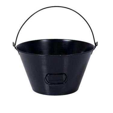Imagem de Balde de Chapa Preto 10 Litros para Pedreiro - Diâmetro 32cm Profundid
