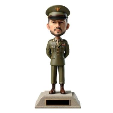 Imagem de Bobblehead de oficial militar personalizado feito à mão a partir de sua foto, lindo presente para pai, namorado, irmão, decoração de mesa digna para honrar o serviço de liderança e dedicação