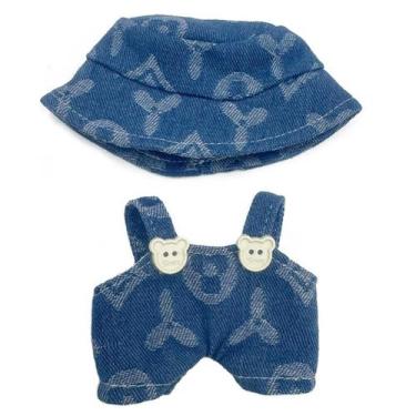 Imagem de Conjunto de roupas para bonecas de 17 cm, chapéu e macacão estilo H - 