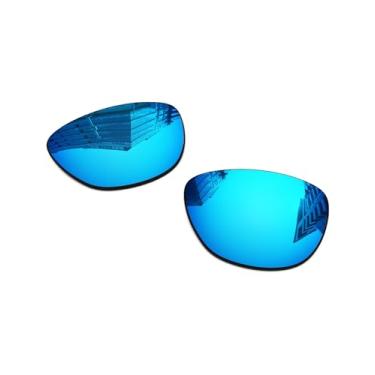 Imagem de Lentes de reposição polarizadas de 1,6 mm para óculos de sol Oakley Frogskins XS OJ9006 53 mm, proteção UV, lentes espelhadas escuras, peças de reparo e kit (azul gelo)