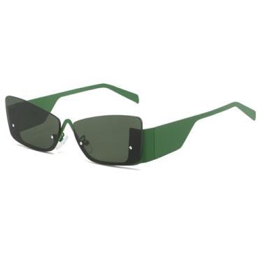 Imagem de Óculos de sol estilo olho de gato da moda, óculos de sol sem aro para homens, óculos de grau unissex, UV400, C4Green, verde, tamanho único