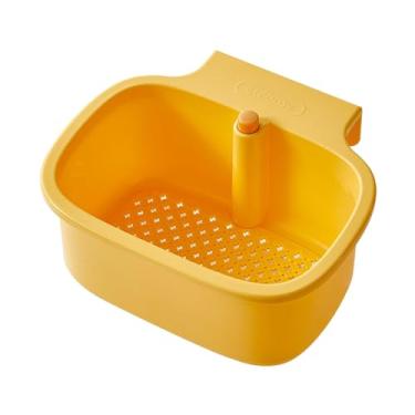 Imagem de Bothyi Filtro de drenagem de pia de cozinha, cesto de filtro de pia suspenso, economiza espaço, de lixo, resíduos de alimentos, de rede, cesto de, Amarelo