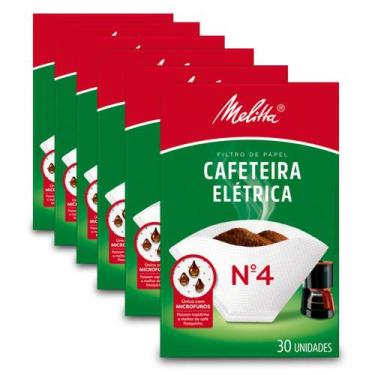 Imagem de Filtro de Papel Melitta Cafeteira Elétrica N4 Kit 6 Pacotes