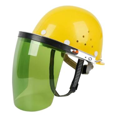 Imagem de MotiveTech Protetor facial com capacete e máscara de solda para exploração florestal, mineração e extração de madeira, Viseira Verde