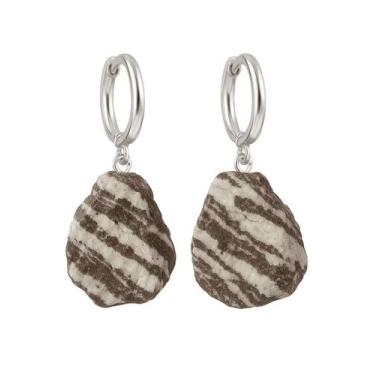 Imagem de Brinco de Argola Jaspe Zebra - Cristal Natural, Prata 925