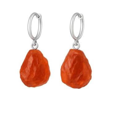 Imagem de Brinco de Argola Cornalina - Cristal Natural, Prata 925
