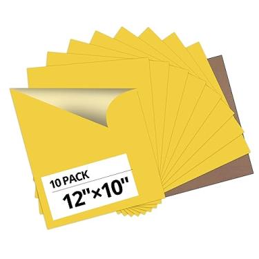 Imagem de HTVRONT Pacote De Vinil Amarelo Para Transferência Térmica - Com 10 Unidades 12" X 10" Htv Camisetas, Passar A Ferro Em Cricut, Silhouette Cameo Ou Máquina Prensa