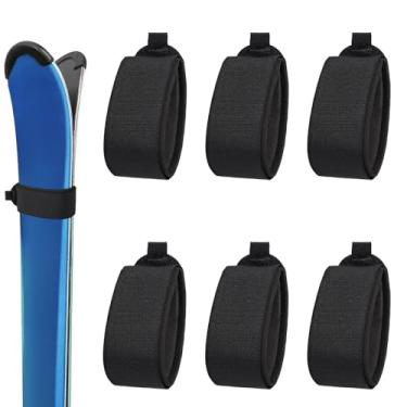 Imagem de BOXOB 6 Peças De Tiras Fixação, Fitas Esqui 19 X 2,1" Com Protetores, Envoltórios Ajustáveis, Amarras Armazenamento Equipamentos Para Pranchas, Bastões, Acessórios Esportes Inverno (Preto)