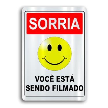 Imagem de Kit 3 Placas de Metal Sorria voce esta sendo filmado 20cmx30cm