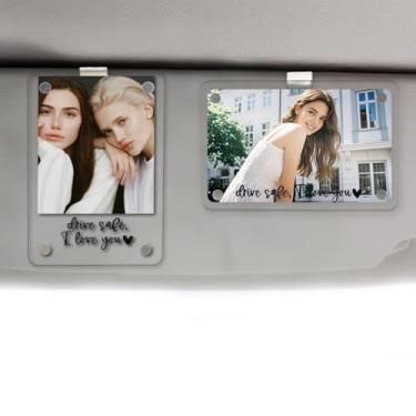 Imagem de 2 peças Drive Safe I Love You Clipe de viseira - Drive Safe I Love You Photo Clipe de viseira de carro, clipe de viseira de carro Polaroid acrílico, suporte de imagem Polaroid, presentes para novos