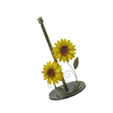 Imagem de Fenteer Suporte de papel toalha de, suporte vertical para guardanapos, organizador, de ferro para papel em rolo para cozinha, Amarelo