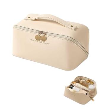 Imagem de Heliar Bolsa de maquiagem de viagem de grande capacidade para mulheres – Organizador de cosméticos à prova d'água e fácil de limpar com suporte de pincel, bolsa de higiene de viagem portátil de ampla