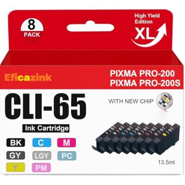 Imagem de Eficazink Cartucho de tinta CLI-65 CLI65 compatível com impressora PIXMA PRO-200 (pacote com 8)