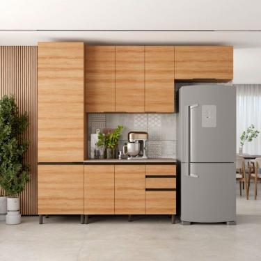 Imagem de Cozinha Compacta Cristal 8 Portas 3 Gavetas Bartira Lâmina Mel