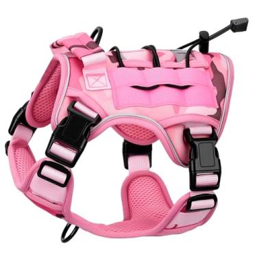 Imagem de Peitoral tático resistente para cães grandes, colete refletivo ajustável sem puxão com sistema Molle, controle de nível militar K9 para treinamento de serviço, atividades ao ar livre e mais de 10