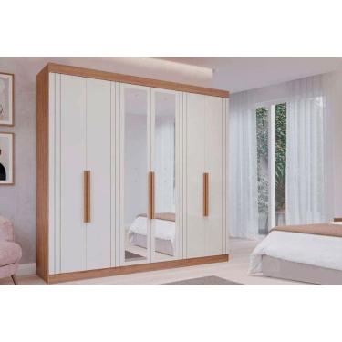 Imagem de Guarda Roupa Casal 6 Portas (2 c/ Espelho) e 6 Gavetas Cecilia Cinamomo/Off White - Panan