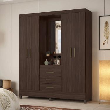 Imagem de Guarda Roupa Roupeiro Capelinha 04 Portas Pérsia Café Touch Demóbile