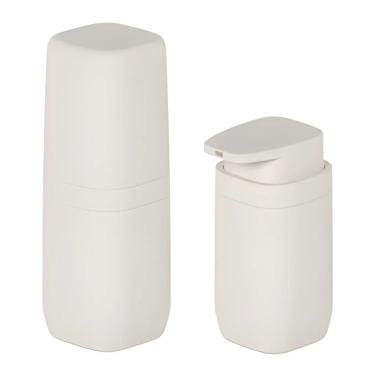 Imagem de Kit Banheiro 2pç Porta Escova + Dispenser Sabonete Líquido 380ml Bege - Aura Ou 