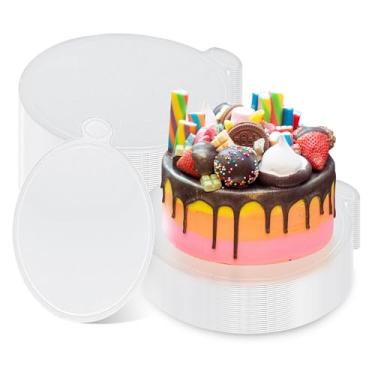 Imagem de 100 peças mini tábuas de bolo redondas mousse placas de bolo placa de papelão descartável placa de bolo revestida redonda para cozinha assar bolo pizza sobremesa bandeja de cupcake (branco, 10 cm)