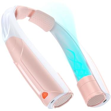 Imagem de AaoLin Ventilador de pescoço portátil com bateria de 6000 mAh, recarregável USB-C, ventilador pessoal de mãos livres rosa 6 velocidades, resfriamento de 6 a 20 horas para esportes ao ar livre/academia