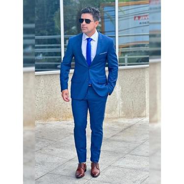 Imagem de Terno Masculino Azul Prussia Super Slim de Poliviscose Com Elastano-Masculino