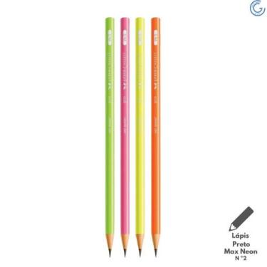 Imagem de Lápis Preto Nº 2 1210 Max Redondo Neon Sortido - Faber Castell