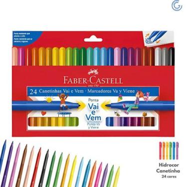 Imagem de Canetinha Hidrocor 24 Cores Ponte Vai e Vem- Faber Castell