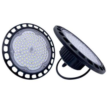 Imagem de Kit Luminária Led Ufo Highbay 100w Redondo Galpão Industrial Branco Fr