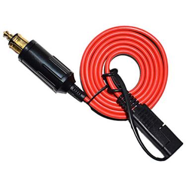 Imagem de LIXINTIAN Plugue DIN macho para acendedor de cigarros, adaptador de liberação rápida SAE, cabo de carregamento 14AWG, com tampa à prova d'água, para motocicletas de 1 m