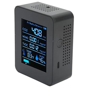 Imagem de Domary Detector De Qualidade do Ar 5 Em 1 Tempo Real CO2 TVOC HCHO Monitor De Umidade Temperatura Medidor De Dióxido De Carbono Portátil para Office Home Gymnasium (Preto)