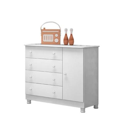 Imagem de Cômoda Sapateira 4 Gavetas e 1 Porta Encanto Feliz -Branco Branco - ÉdeCasaMóveis