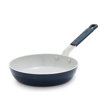 Imagem de GreenPan Frigideira antiaderente Bobby Flay de 20 cm, cerâmica de diamante sem PFA, adequada para indução, alça de silicone que permanece fresca, fácil de limpar na lava-louças e no forno, frigideira
